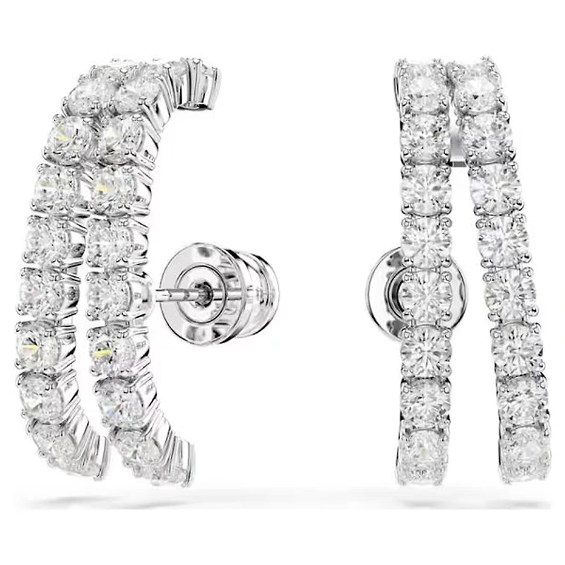 Swarovski - Matrix ear cuffs, Round cut, White, Rhodium plated 5705835