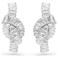 Swarovski Matrix earrings, Baguette cut, Knot, White, Rhodium plated 5727040