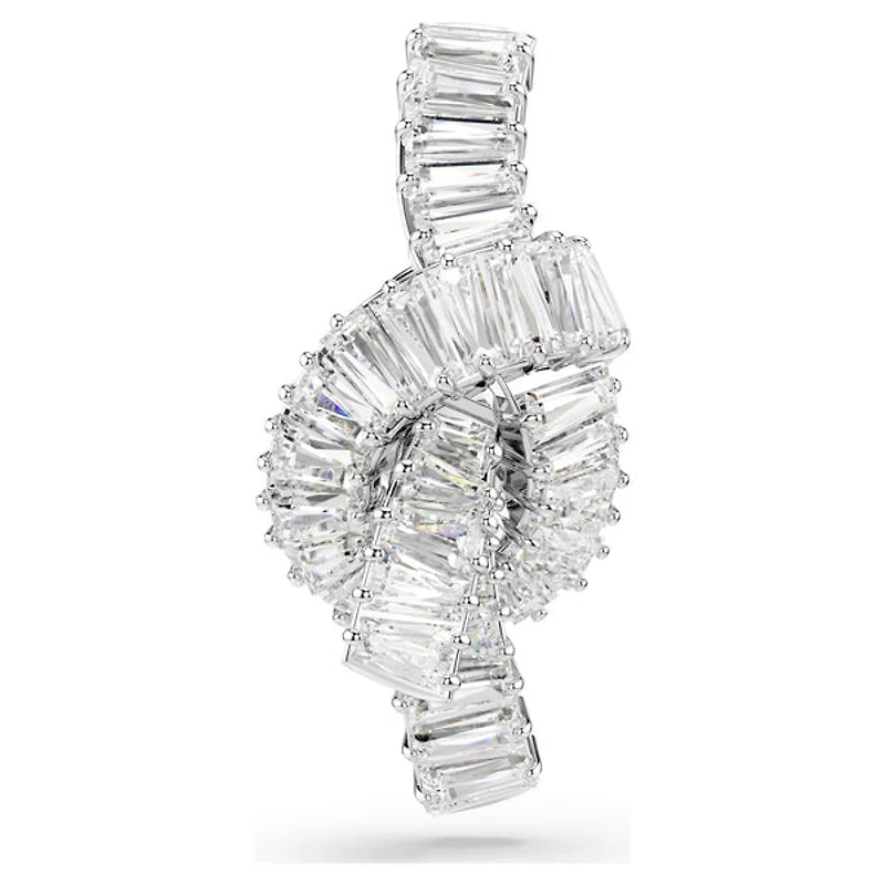 Swarovski Matrix tack pin, Baguette cut, Knot, White, Rhodium plated 5731102