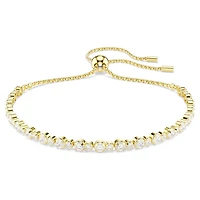 Swarovski Matrix Tennis bracelet, Round cut, White, Gold-tone plated 5730709