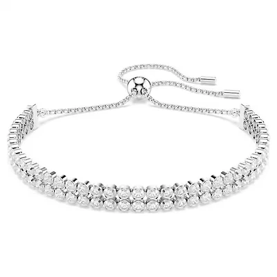 Swarovski - Matrix Tennis bracelet, Round cut, White, Rhodium plated 5678252