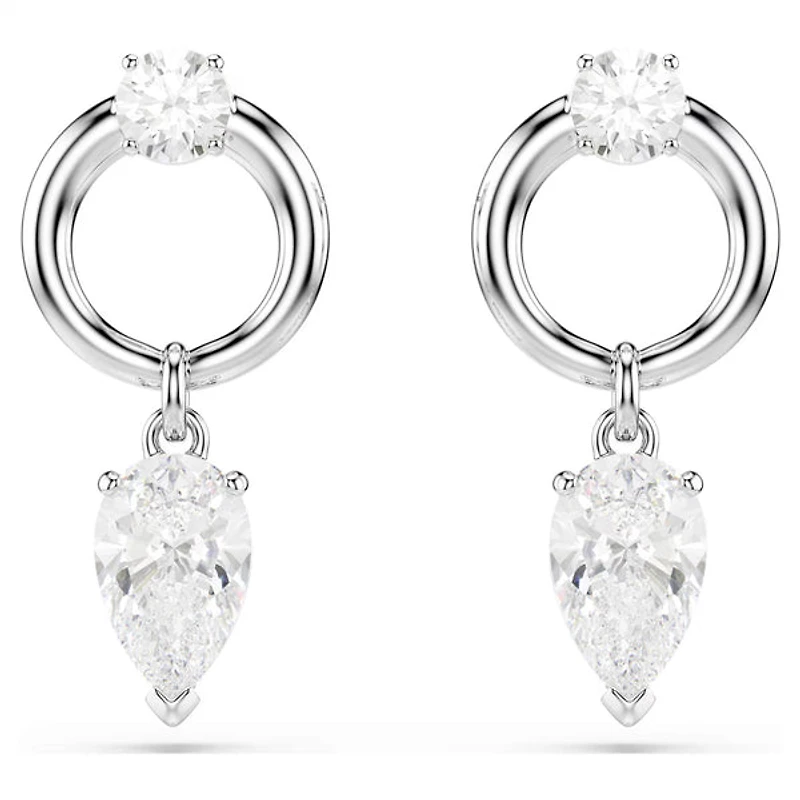 Swarovski Mesmera drop earrings, Mixed cuts, White, Rhodium plated 5723177