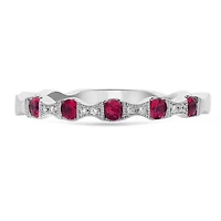 14K White Gold Ruby & Diamond Ring
