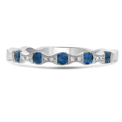 14K White Gold Sapphire & Diamond Ring