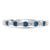 14K White Gold Sapphire & Diamond Ring