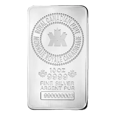 10 oz Silver Bar | Royal Canadian Mint - Shipping Immediately