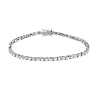 Silver Lab Grown 1.00 - 5.00cttw Round Brilliant Cut Diamond Tennis Bracelet