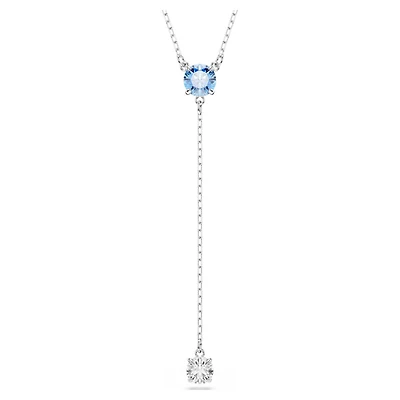 Swarovski Stilla Attract Y necklace, Round cut, Blue, Rhodium plated 5734249