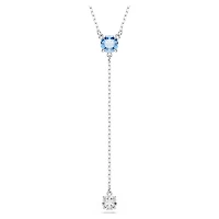 Swarovski Stilla Attract Y necklace, Round cut, Blue, Rhodium plated 5734249