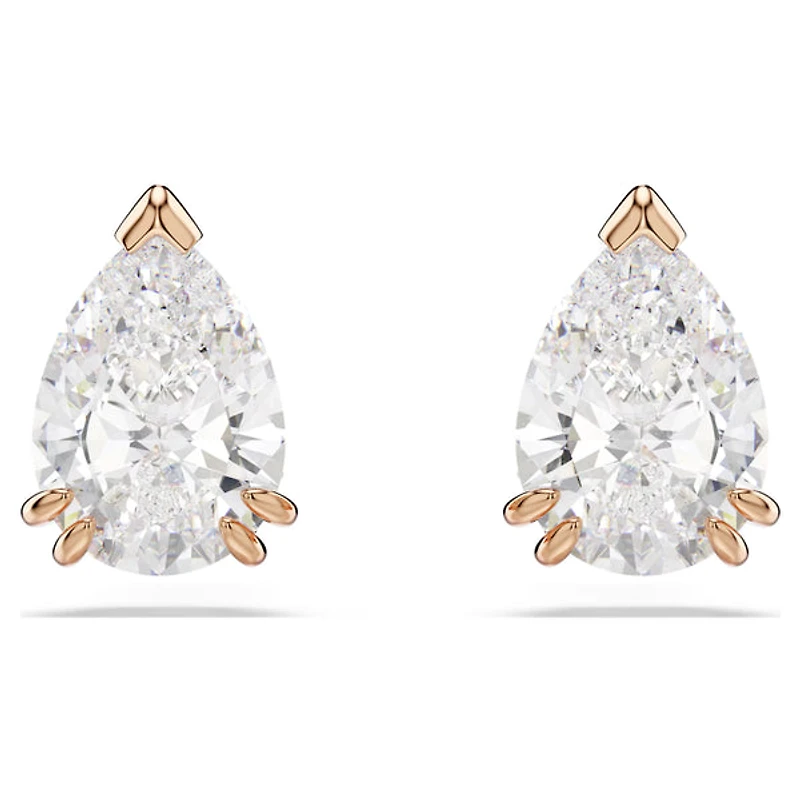 Swarovski Stilla stud earrings, Pear cut, White, Rose gold-tone plated 5734248