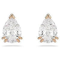 Swarovski Stilla stud earrings, Pear cut, White, Rose gold-tone plated 5734248