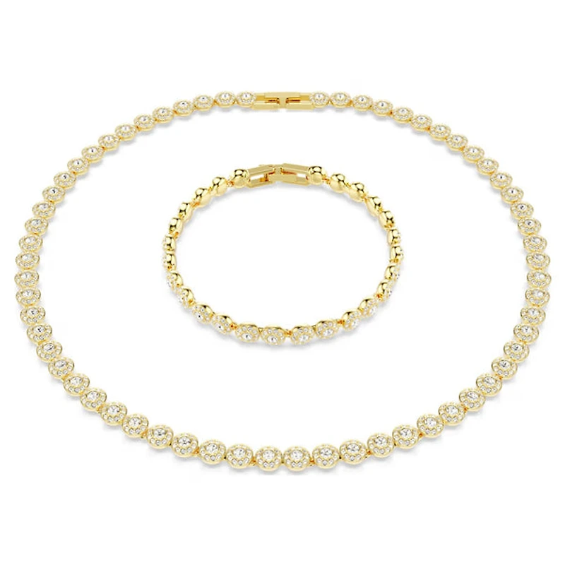 Swarovski - Una Angelic set Round cut, White, Gold-tone plated - 5720506