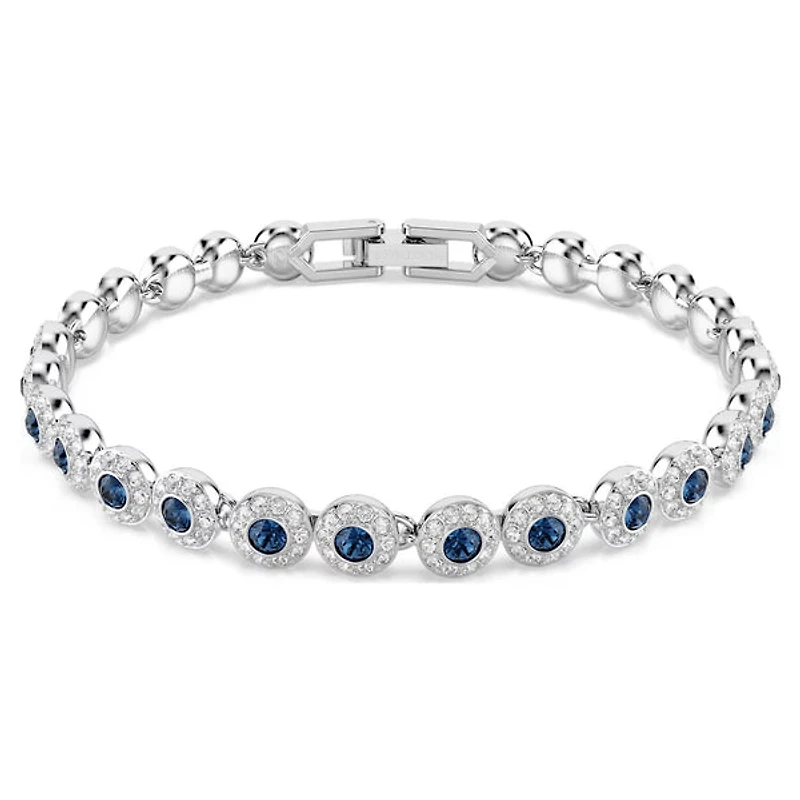 Swarovski Una Angelic Tennis bracelet, Round cut, Blue, Rhodium plated 5733401