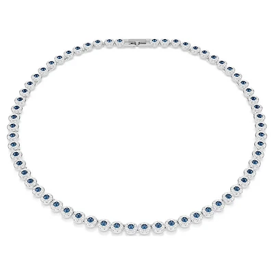 Swarovski Una Angelic Tennis necklace, Round cut, Blue, Rhodium plated 5733402