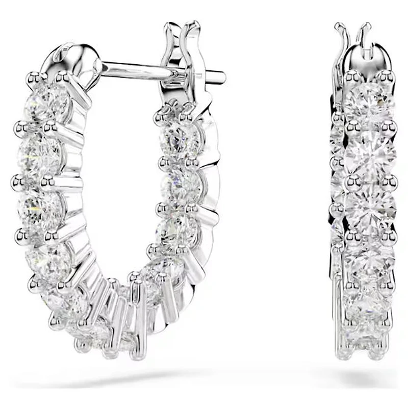 Swarovski - Vittore/Matrix hoop earrings, Round cut, White, Rhodium plated 5562126/5633866 (SS)