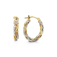 10K 2 Tone Gold 25mm Braided / Woven Earrings