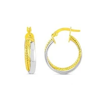 10K Two Tone Gold 24mm Earrings