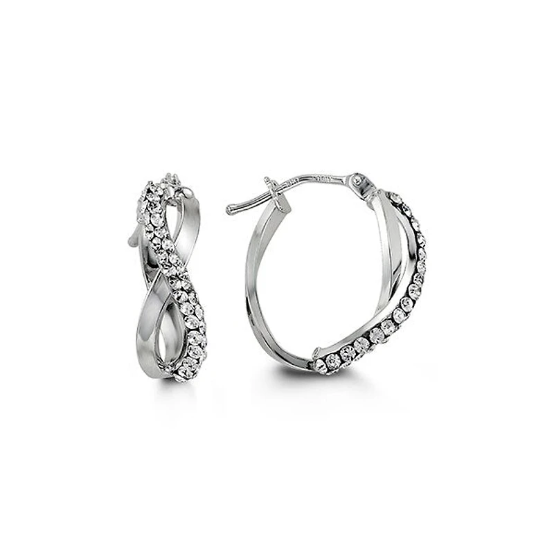 10K White Gold Cubic Zirconia 18mm Earrings