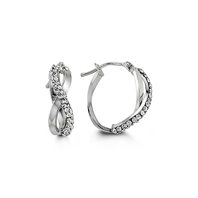 10K White Gold Cubic Zirconia 18mm Earrings