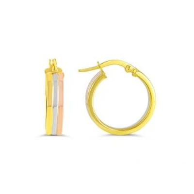 10K Tri Tone Gold 20mm Earrings