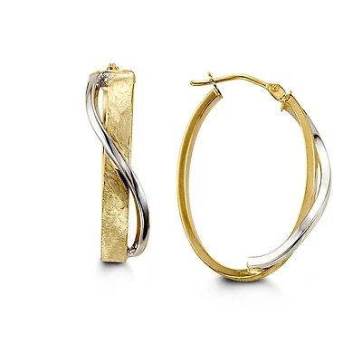 10K Two Tone Gold 28mm Earrings