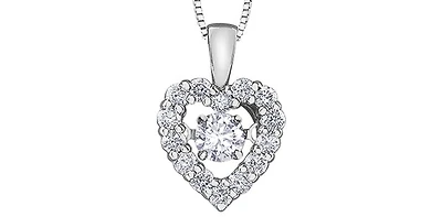 10K White Gold 0.35cttw Diamond Pulse Pendant, 18"
