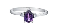 10K White Gold Amethyst and Canadian Diamond Ring, size 6