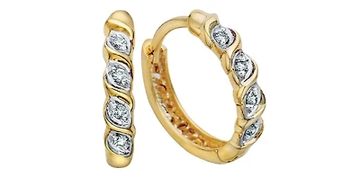 10K Yellow Gold 0.08cttw Diamond Hoop / Huggie Earrings