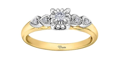 10K Yellow Gold 0.10cttw Round Brilliant Cut Canadian Diamond Engagement Ring (Band sold separately)