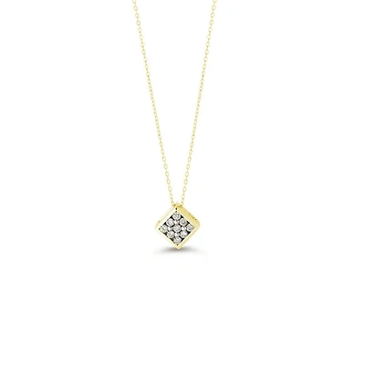 10K Yellow Gold 0.13cttw Diamond Pendant, 18"