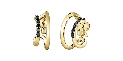 10K Yellow Gold 0.14cttw Black Diamond Hoop / Huggie Earrings