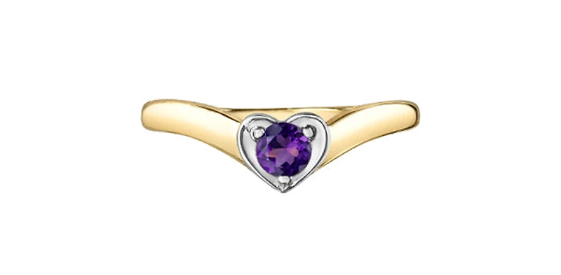 10K Yellow Gold Amethyst Ring, size 6 - 4.5