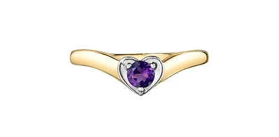 10K Yellow Gold Amethyst Ring, size 6 - 4.5