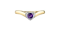 10K Yellow Gold Amethyst Ring, size 6 - 4.5