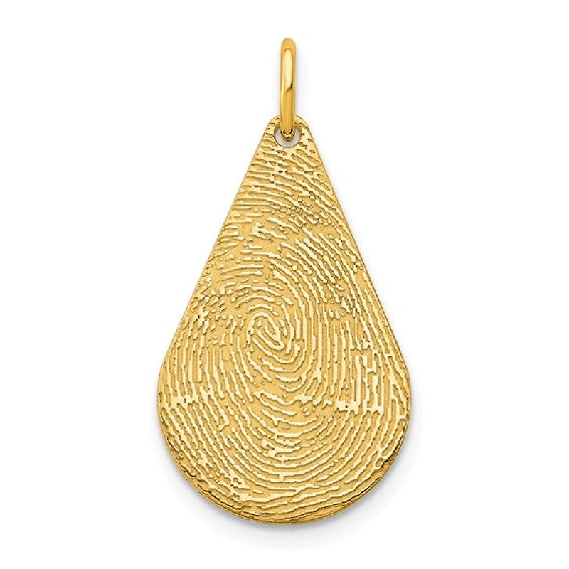 Tear Drop Fingerprint Charm - Sterling Silver