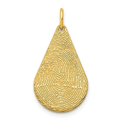 Tear Drop Fingerprint Charm - Sterling Silver