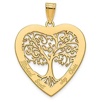 Polished Family Tree Heart Pendant (Up to 4 names) - Sterling Silver