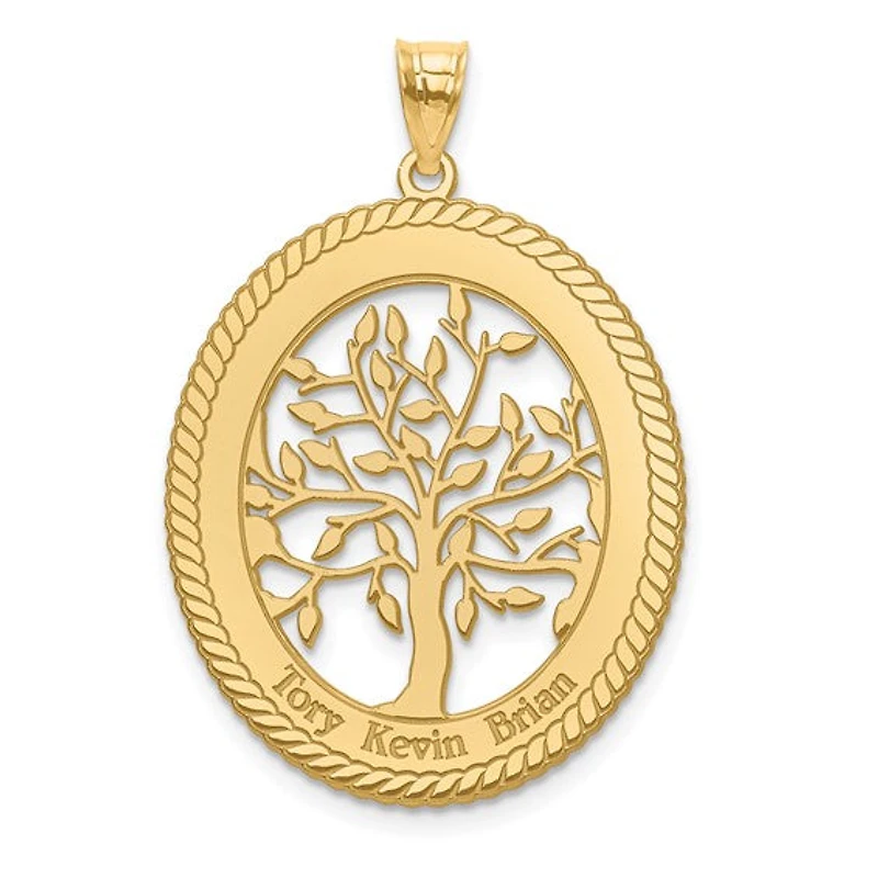Family Tree Oval Pendant (Up to 3 names) - Sterling Silver