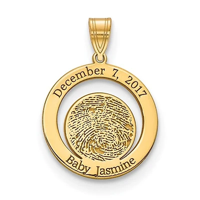 Vertical Signature and Fingerprint Charm - Sterling Silver
