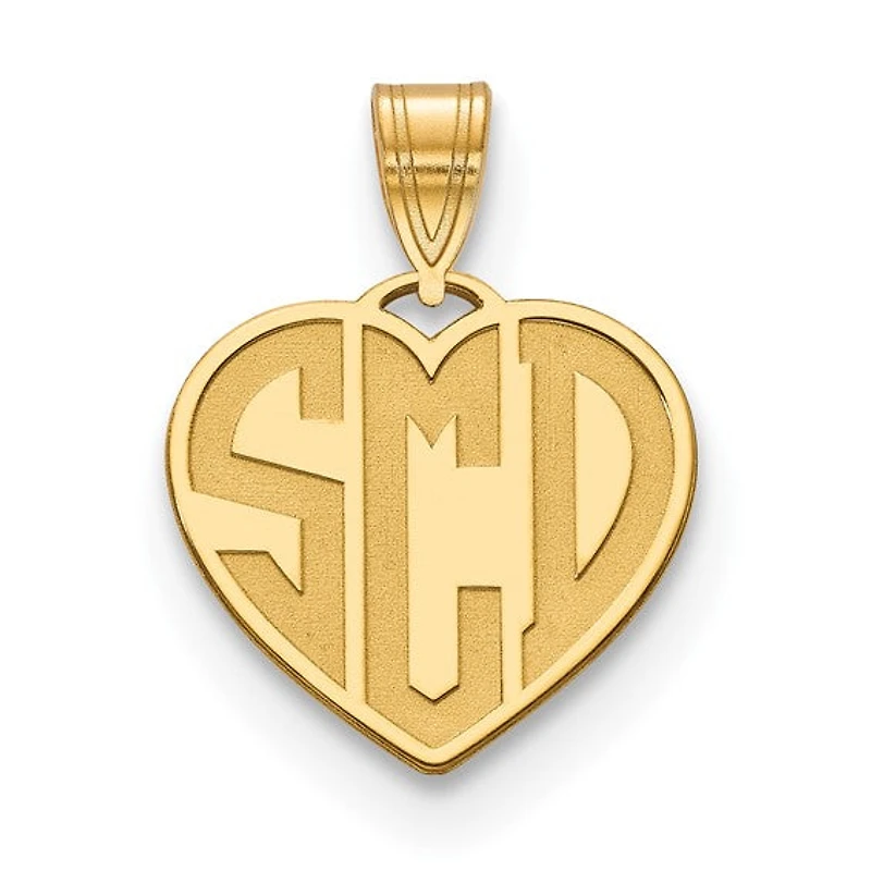 Etched Heart Monogram Pendants - Sterling Silver
