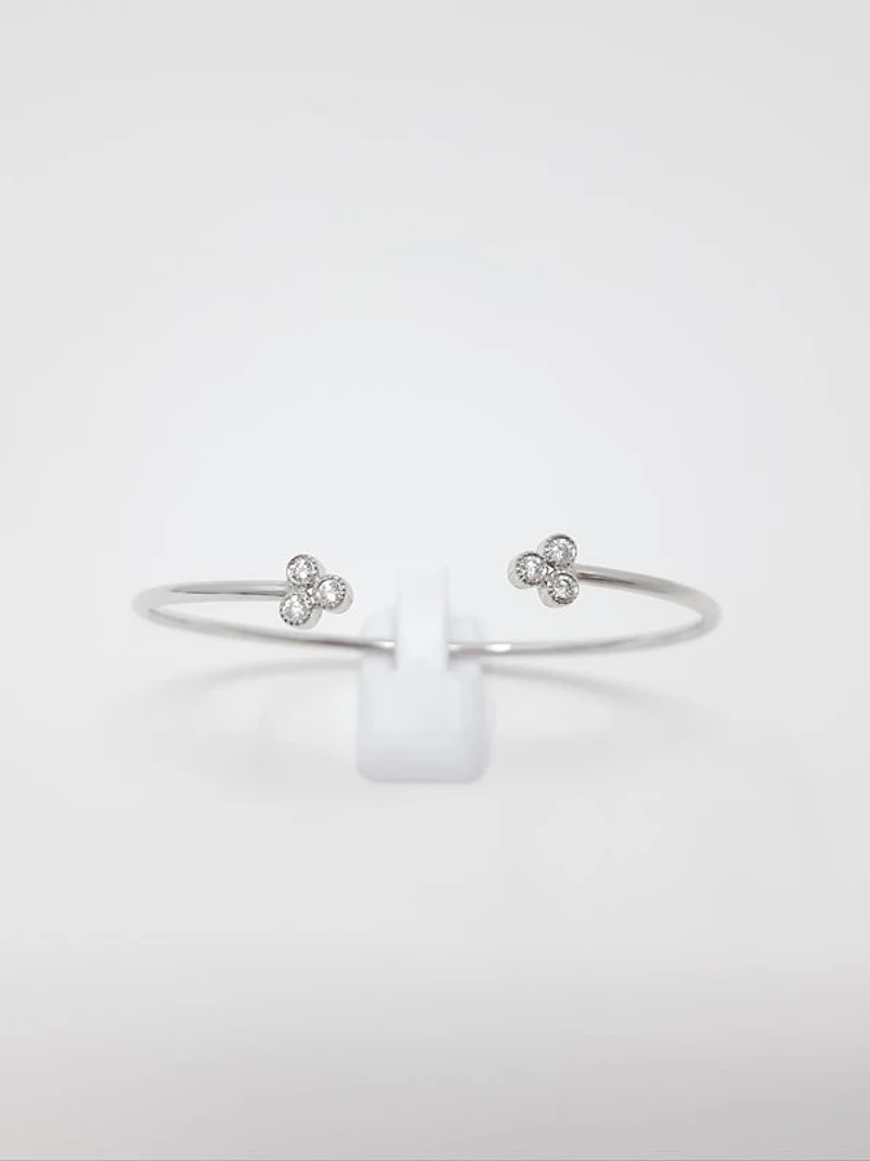 14K White Gold 0.24cttw Diamond Cuff Bangle, 6.5"