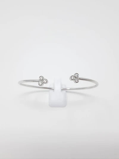 14K White Gold 0.24cttw Diamond Cuff Bangle, 6.5"