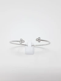 14K White Gold 0.24cttw Diamond Cuff Bangle, 6.5"