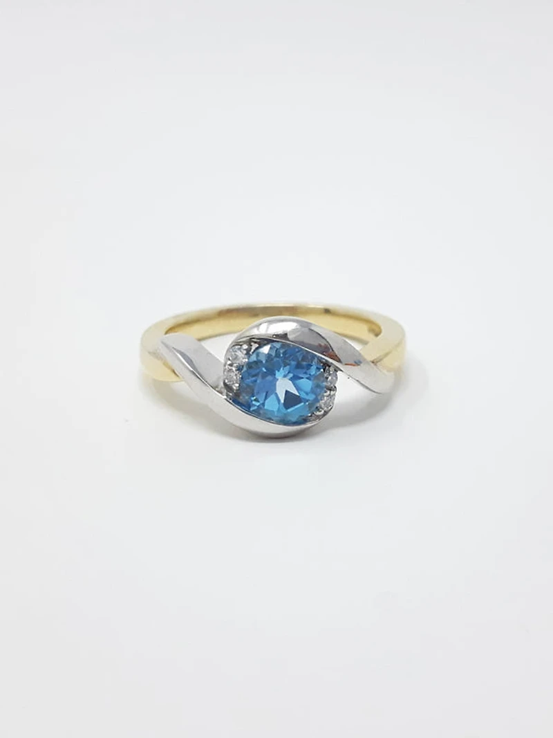 Blue Topaz and Diamond Ring