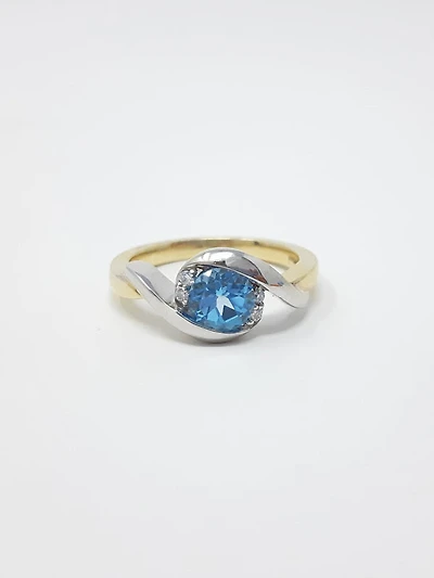 Blue Topaz and Diamond Ring