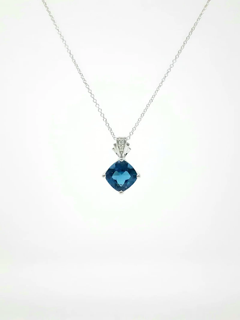 Blue Topaz and Diamond Pendant