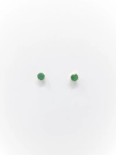 14K Yellow Gold Emerald Stud Earrings