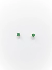 14K Yellow Gold Emerald Stud Earrings