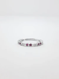 14K White Gold Ruby and Diamond Infinity Ring