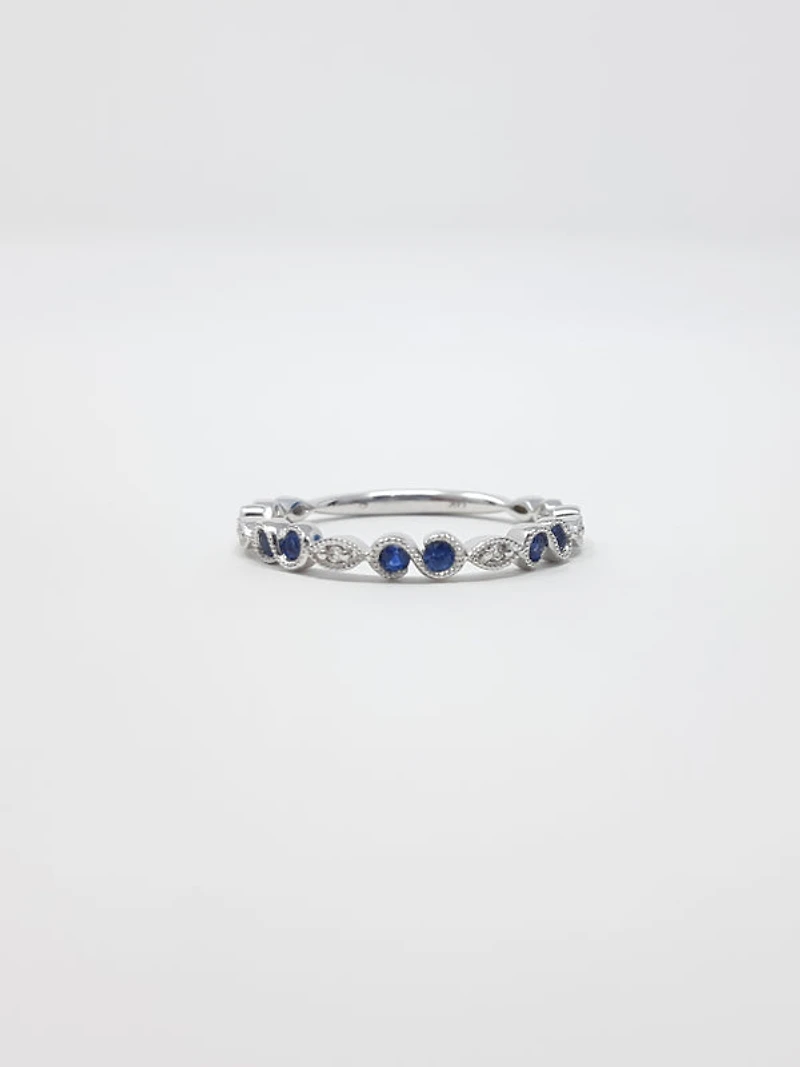 14K White Gold Sapphire and Diamond Infinity Ring